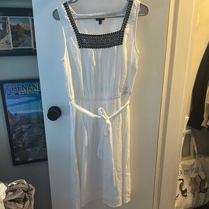Talbots White Dress with Black Crochet Accents